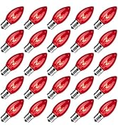 25 Pack C9 Incandescent Bulb Red, C9 Christmas Replacement Light Bulb for Christmas String Light,...