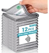 UAFAP 12 Pcs New Upgrade 3-Layer Non Scratch Wire Dishcloth,Cleans Fast Without Scratching, Stand...
