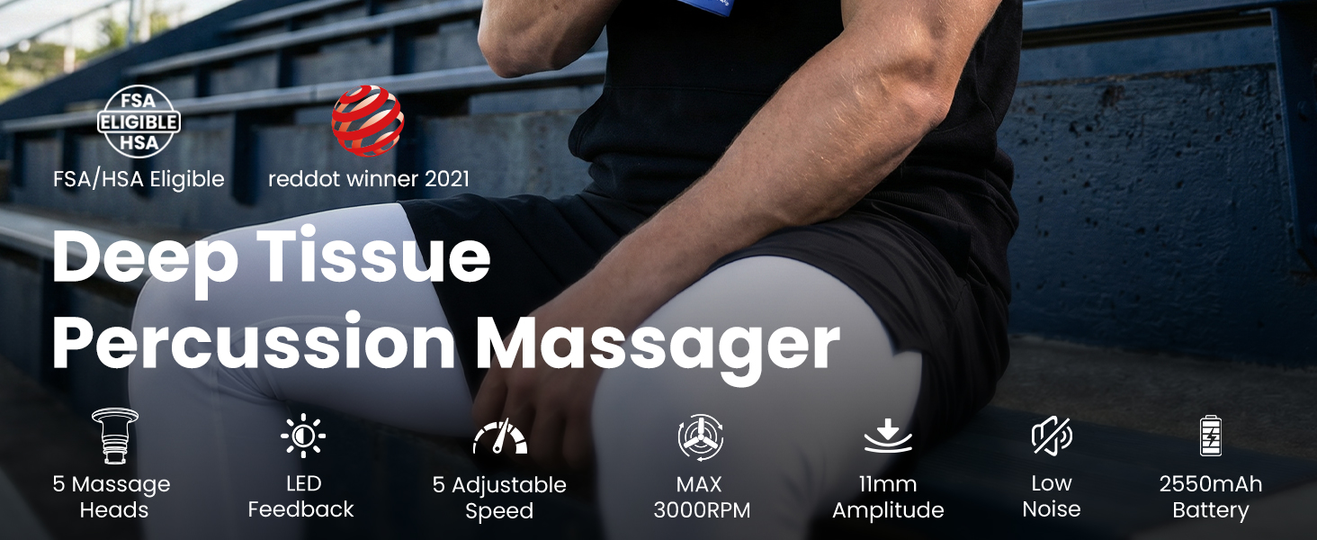 deep tissue massage gun FSA/HSA eligible mini travel companion quiet portable massage gun
