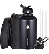 SENDESTAR Stainless Steel Water Bottle 2 Lids 64oz,Double Wall Vacuum Insulated Leak Proof, Wide ...