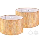 GO&amp;SO Multi-Red Lamp Shades Set of 2 Large Drum,16" x16"x 10"(1.65" Spider,E27 Base) Lampshades f...