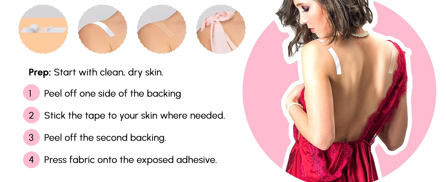 double sided tape for clothes clothing fabric sticky fashion adhesive dress body cloth two to keep