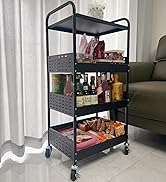 Urhomey plus Stable 4 Tier Rolling Metal Storage Organizer Heavy Duty Rolling Utility Cart Metal ...