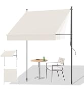 HOMEDEMO Manual Retractable Awning, 79" W x 118" H Retractable Side Bar 47-59", Outdoor Patio Awn...