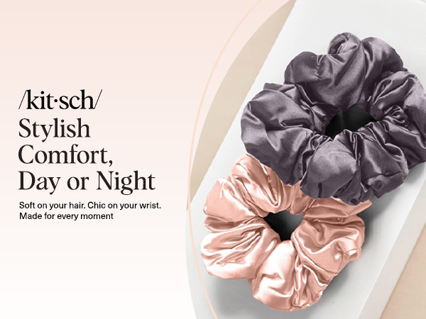Kitsch Satin Hair Scrunchies for Women, Softer Than Silk Scrunchies for Hair