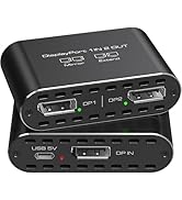 JCYMELE 4K120Hz Dual DisplayPort Splitter for 2 Monitors Extended Display Port to Dual DP Splitte...