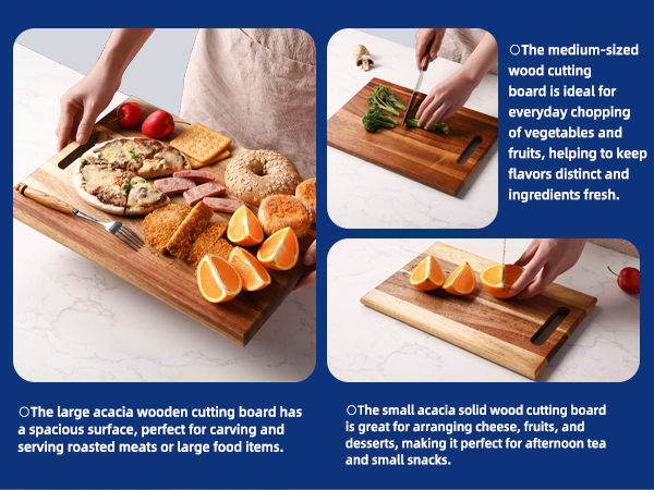 3-piece Acacia Wooden Cutting Board Set for Kitchen