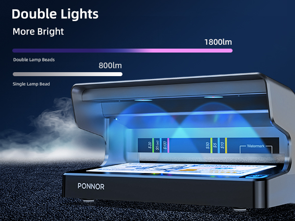 PONNOR AL-12 Counterfeit Bill Detector Money Checker Machine with Dual UV LED Light