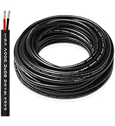 18 Gauge 2 Conductor Electrical Wire, 65.6FT 18 AWG Stranded Low Voltage Wire, 18/2 Black PVC Jac...