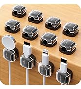 Cable Clips,12 Pack Cord Holder Cord Organizer [1s Lock &amp; Strongest Adhesive] Spring Cord Clips P...