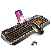 Rechargeable Keyboard and Mouse,Suspended Keycap Mechanical Feel Metal Panel Gaming Keyboard Mous...