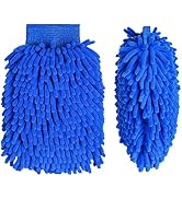 YESCOO 2 Pcs Car Wash Mitt, Microfiber Car Wash Mitt Scratch Free, Chenille Premium Double Sided ...
