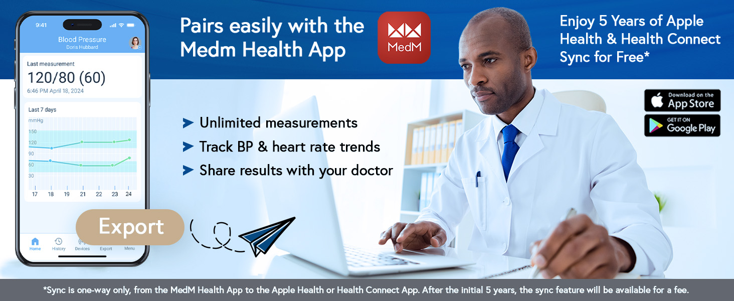 iproven bpm connects easily with the MEDM health app