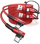 JSAUX 100W USB C Cable [2-Pack 6.6FT], Right Angle iPhone 16/15 USBC Type C Fast Cord with USB A ...