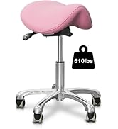 LIMKOMES Saddle Stool with Wheels,Rolling Stool,Rolling Chair Ergonomic Swivel Rolling Chair with...