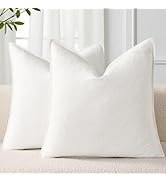 decorUhome Christmas Decorative Linen Throw Pillow Covers 20x20 Inch Set of 2 Cream White Soft Pi...
