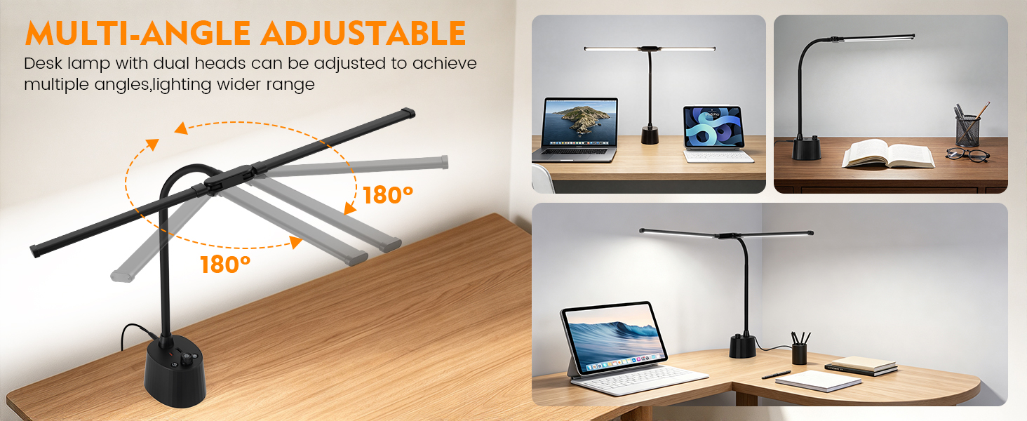 Desk Lamp with USB A+C Charging Ports Reading Light Desk Lamp for Home Office Table Lamp