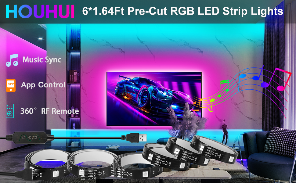 10ft usb led strip lights tv backlighting