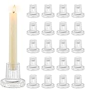 Romadedi Glass Candle Holder for Candlestick - 20Pcs Clear Tapered Bulk Wedding Decor Table Cente...