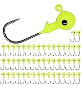 UperUper 50pcs Fishing Jig Heads Set, Red Round Ball Fishing Hooks for Saltwater Freshwater Swimb...