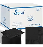 Sofkii 800 Count Black Cocktail Napkins, 4.75x4.75 Inch 2-Ply Disposable Paper Napkins, Bulk Beve...