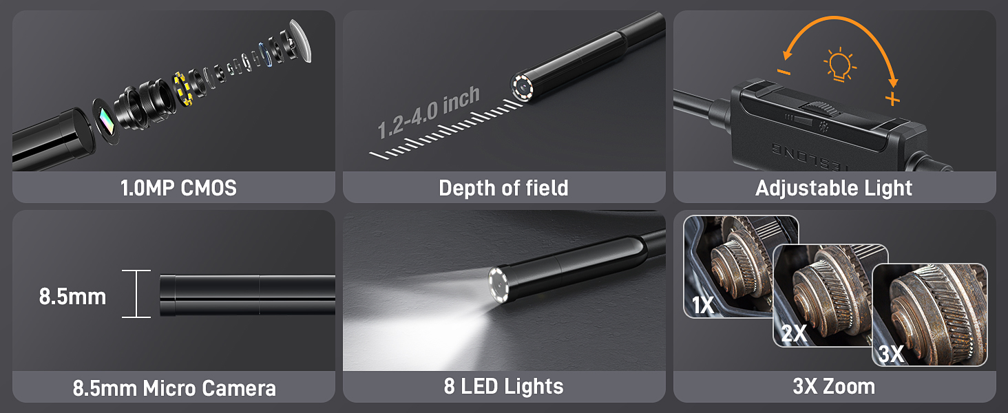 endoscope camera with light