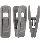 Velvet Hangers Clips 20 Pack, Grey Pants Hangers Velvet Clips, Strong Finger Clips Perfect for Th...