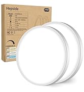 hepside 2Pack Dimmable Flush Mount Ceiling Light Fixture White, 3CCT Selectable 3000/4000/6500K C...