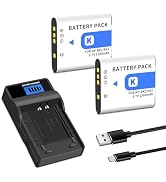2-Pack NP-BK1 NP-FK1 Battery +Quick LCD Charger Compatible for Sony NP-BK1,Cybershot DSC-W180, DS...