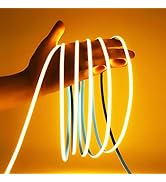 MALIIGAZA Golden Yellow 12V COB LED Strip Lights, Flexible Gold Amber Color 5mm LED Tape Rope Lig...