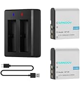NP-40 Battery Charger Kit, 3.7V 1500mAh Cas.NP40 Battery 2-Pack with USB Dual Charger for Digital...