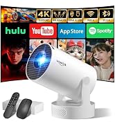 [Built-in App &amp; 2026 Upgraded] Mini Projector with WiFi 6 and Bluetooth 5.4 | Support 4K 1080P Au...