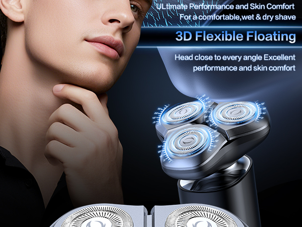 Electric Razor for Men, Men's Electric Shaver, 3-Blade Rotary Shaving System, Touch Switch