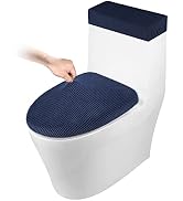 Toilet Lid Cover and Toilet Tank Cover Stretch Toilet Covers Set for Bathroom, Polyester Spandex ...