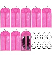 BENECREAT 8Pack Deep Pink PVC Wig Storage Bags with Hanger Dust-proof Arch Shape Design for Trave...