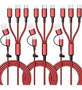 6 in 1 Multi Charging Cable [3Pack 4FT] Nylon Braided Multi Fast Charging Cord USB A/C to Phone U...