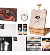 DJAR 49 pcs Acrylic Painting Set, Includes Desktop Easel, Acrylic Paint, Canvas, Sketchbook, Pain...