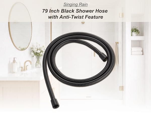 79 Inch Black Shower Hose with Anti- Twist Feature