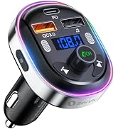 Bluetooth 5.3 FM Transmitter Car Adapter, SONRU [Stronger Dual Mics + Metal Shell] PD 30W&amp;QC3.0 U...