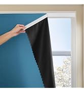 JILRON Magic Tape Stick on Portable Curtains for Windows,Bedroom Blackout Curtains for - Thermal ...