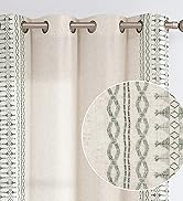 jinchan Boho Curtains for Bedroom Linen Boho Curtains 84 Inches Long 2 Panels Sage Green Embroide...