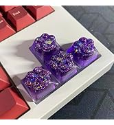 DOHOMEQ Handmade Set 4 Dark Purple Cute Cat Artisan Keycap - Aesthetic Resin Keycaps 1U ESC R1 OE...