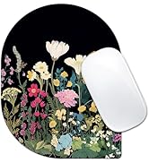 Velluxion Floral Art Mouse Pad, 6 x 8 in Botanical Painting Design, Oval-Angle Portable Mousepad ...
