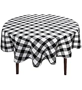 Hiasan Checkered Round Tablecloth 60 Inch - Waterproof Stain and Wrinkle Resistant Washable Fabri...