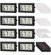 Mini Digital Hygrometer Thermometer, 8-Pack Black Indoor Humidity &amp; Temperature Monitor, Accurate...