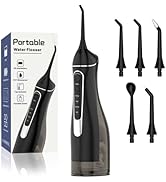 Cordless Portable Water Flosser with 300ML Tank: Rechargeable Oral Irrigator with 5 Tips for Trav...