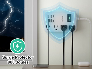 6 USB Surge Protector Power Strip with Overload Protection