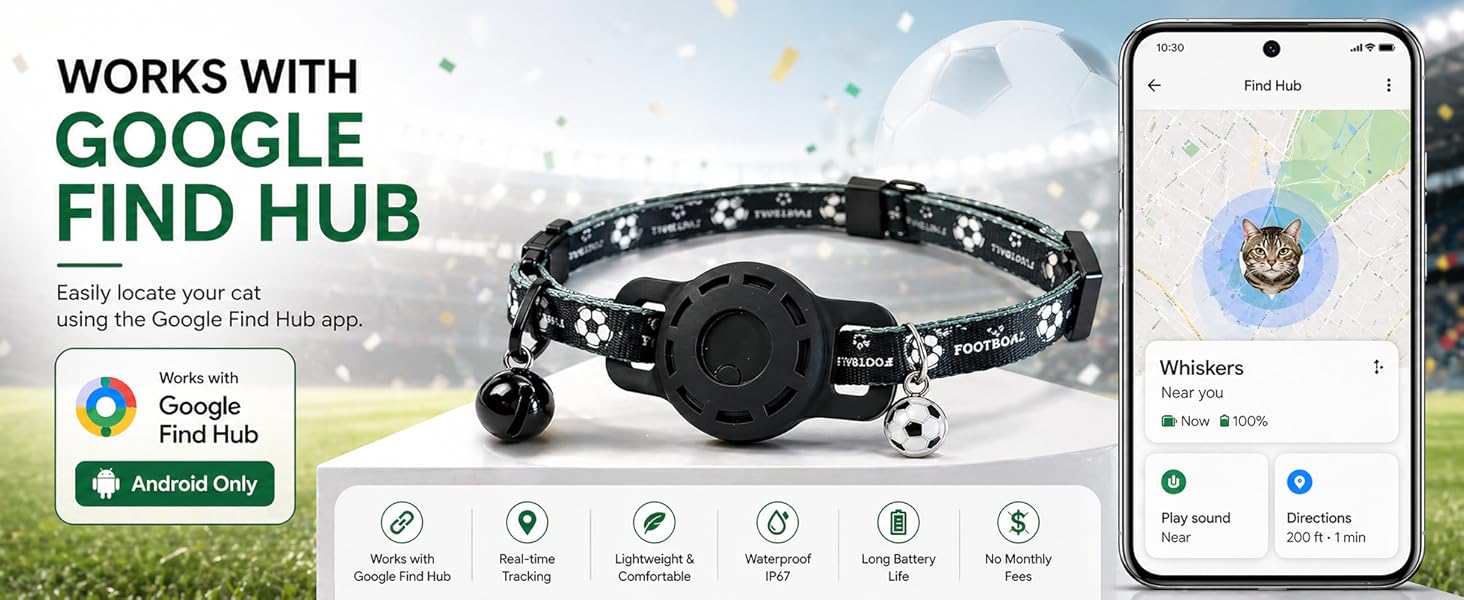GPS Collar for Cats,Pet Tracker (Android Only) Smart tag