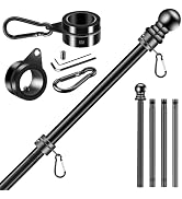 BONWIN Black Flag Pole Kit for House Porch, 5 FT Thickened Stainless Steel Wall Mount Flagpole fo...