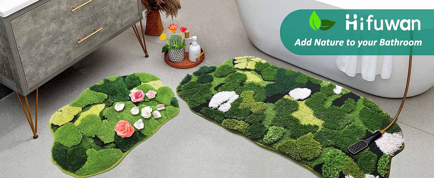 Green Moss Bathroom Rugs